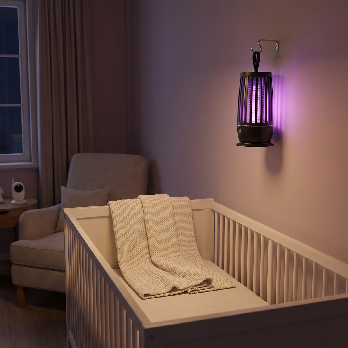 Lámpara colgada en el cuarto del bebé